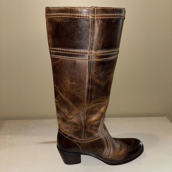 Frye White Label Tall Campus Pull On Boots Women's Size 8.5 B Distressed Brown - Picture 13 of 15
